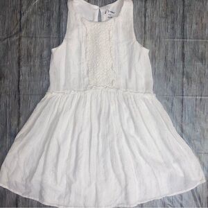 💞 Little Girls Size 7-8 White & Silver Striped Dress